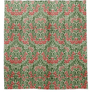 William Morris Daisy Flowers Pink Green Douchegordijn