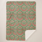 William Morris  Daisy Flowers Pink Green Sherpa Deken (Voorkant)