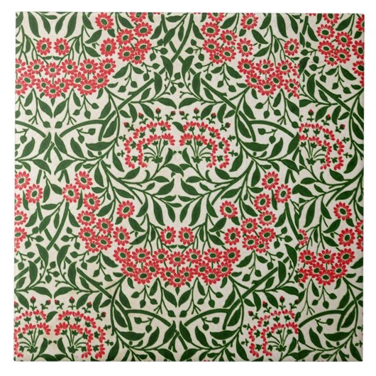 William Morris  Daisy Flowers Pink Green Tegeltje (Voorkant)