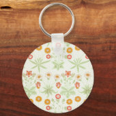 William Morris Daisy Vintage Botanisch Patroon Sleutelhanger (Voorkant)