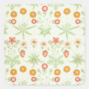 William Morris Daisy Vintage Botanisch Patroon Vierkante Sticker