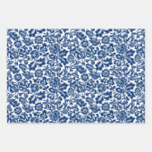 William Morris Damask Black & White, Red, Blue Inpakpapier Vel (Voorkant 3)