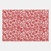 William Morris Damask Black & White, Red, Blue Inpakpapier Vel (Voorkant 2)