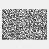 William Morris Damask Black & White, Red, Blue Inpakpapier Vel (Voorkant)