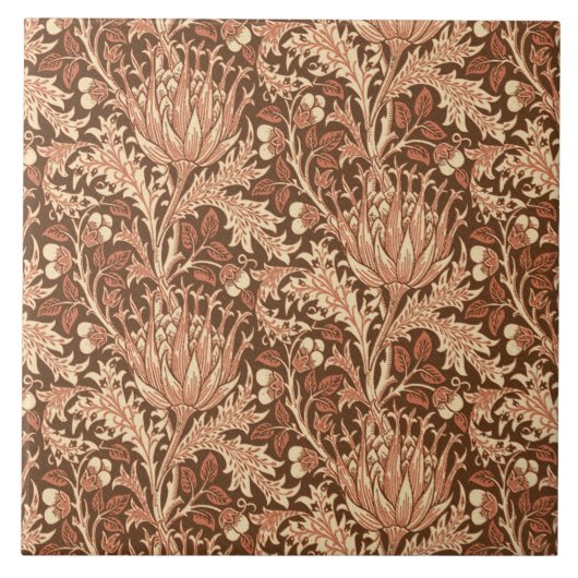 William Morris Damask, Brown & Beige Tegeltje (Voorkant)