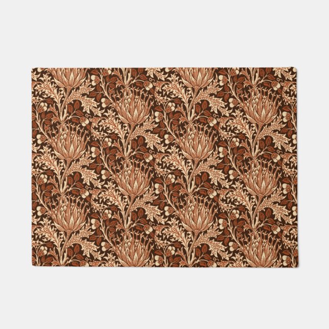 William Morris Damask, Brown en Beige Deurmat (Voorkant)