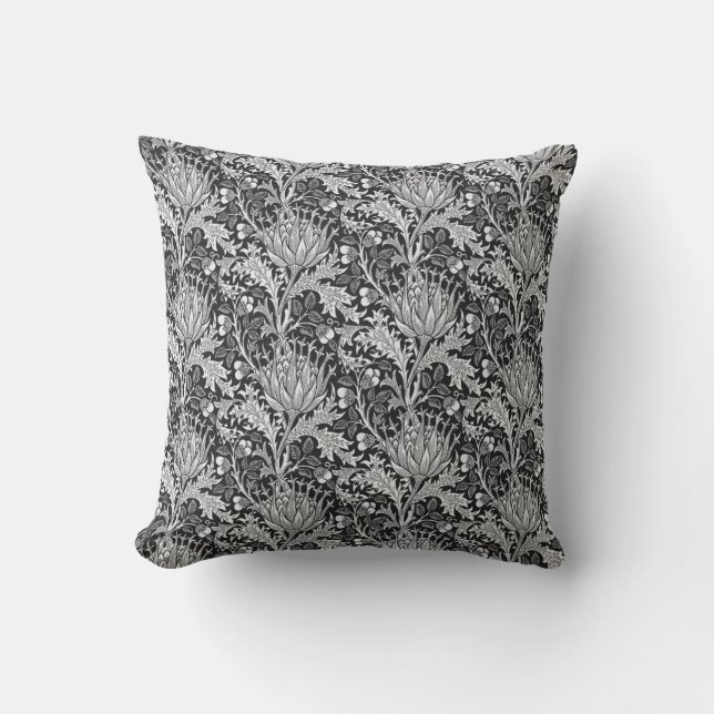 William Morris Damask, Dark Gray Kussen (Voorkant)