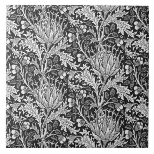 William Morris Damask, Dark Gray Tegeltje