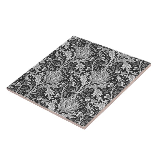 William Morris Damask, Dark Gray Tegeltje (Zijkant)