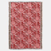 William Morris Damask, Dark Red & White Deken (Voorkant Verticaal)