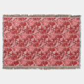William Morris Damask, Dark Red & White Deken (Voorkant)