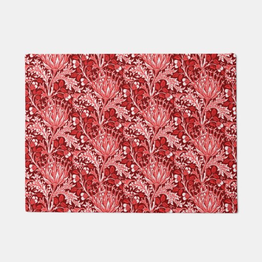 William Morris Damask, Dark Red & White Deurmat (Voorkant)