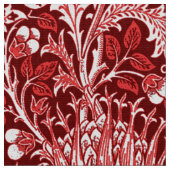 William Morris Damask, Dark Red & White Stof (Close Up)