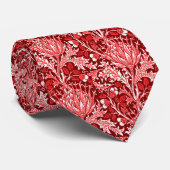 William Morris Damask, Dark Red & White Stropdas (Opgerold)