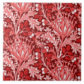 William Morris Damask, Dark Red & White Tegeltje (Voorkant)