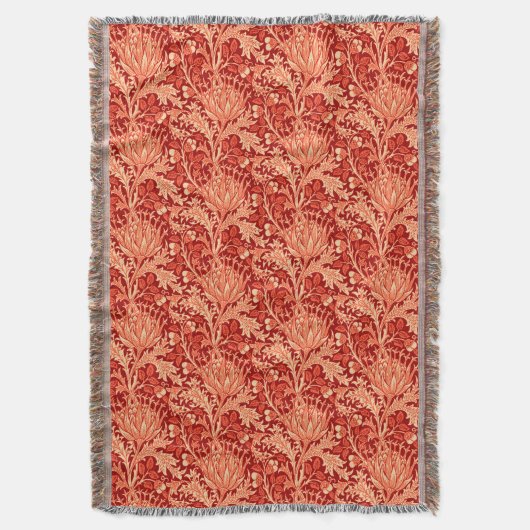William Morris Damask, Deep Sinaasappel Deken (Voorkant Verticaal)
