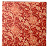 William Morris Damask, Deep Sinaasappel Tegeltje (Voorkant)