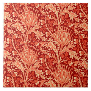 William Morris Damask, Deep Sinaasappel Tegeltje