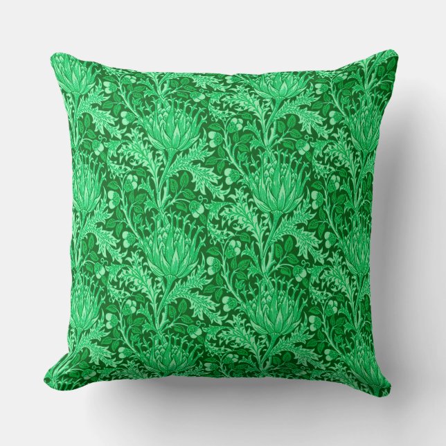 William Morris Damask, Emerald Green Kussen (Voorkant)