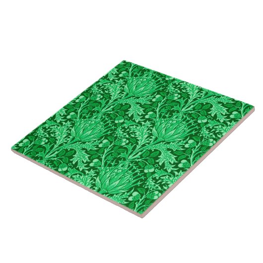 William Morris Damask, Emerald Green Tegeltje (Zijkant)