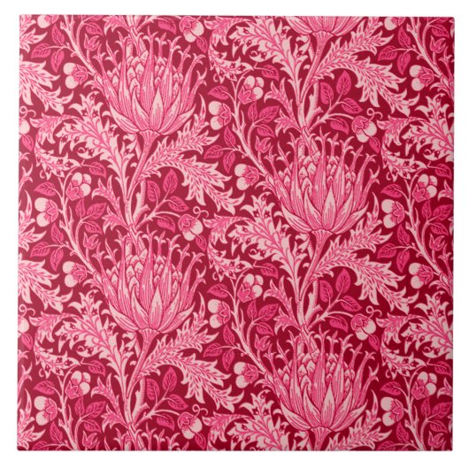 William Morris Damask, Fuchsia Pink Tegeltje (Voorkant)