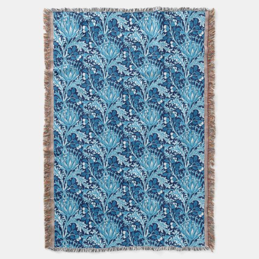 William Morris Damask, Navy & White Deken (Voorkant Verticaal)