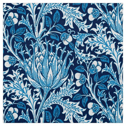 William Morris Damask, Navy & White Stof (Swatch)