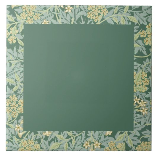 William Morris, Dark Green en Jasmine Pattern Tegeltje (Voorkant)