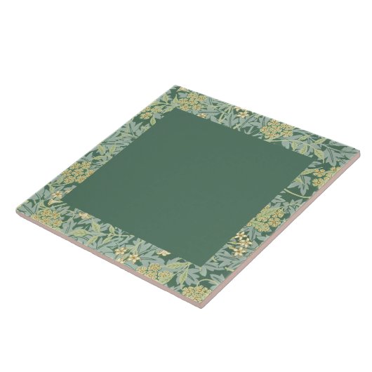 William Morris, Dark Green en Jasmine Pattern Tegeltje (Zijkant)