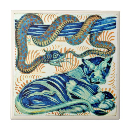 William * Morris De Morgan Snake Tiger | Tegeltje (Voorkant)