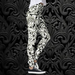 William Morris Decoratief Textielpatroon Leggings<br><div class="desc">illustratie William Morris decoratief textiel behang met een roofzuchtige zwarte en witte florale natuur scène. Victoriaans bloemen en planten uit de tuin in een ingewikkeld scheerpatroon en elegant rolpatroon.</div>