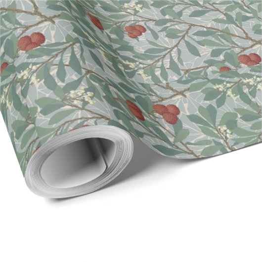 William Morris Decorative Art Arbutus Pattern Cadeaupapier (Rol Hoek)