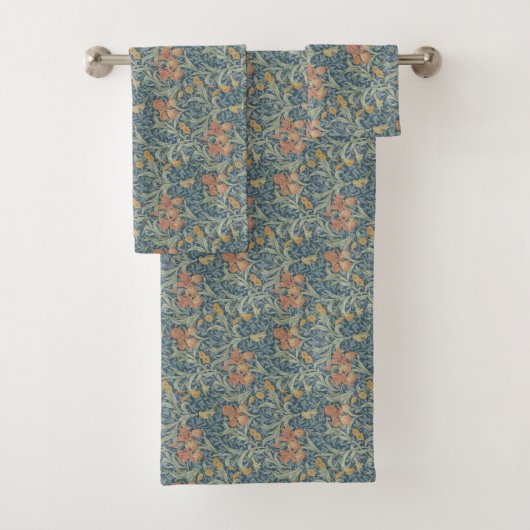 William Morris Decorative Art Iris Pattern Bad Handdoek (Insitu)