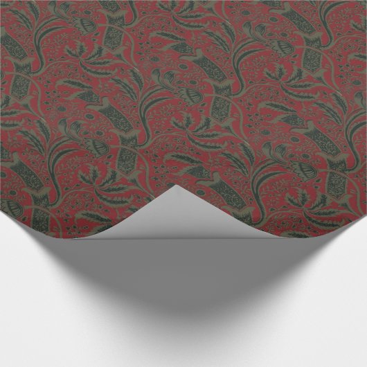 William Morris Deep Red Wallpaper Design Cadeaupapier (Hoek)