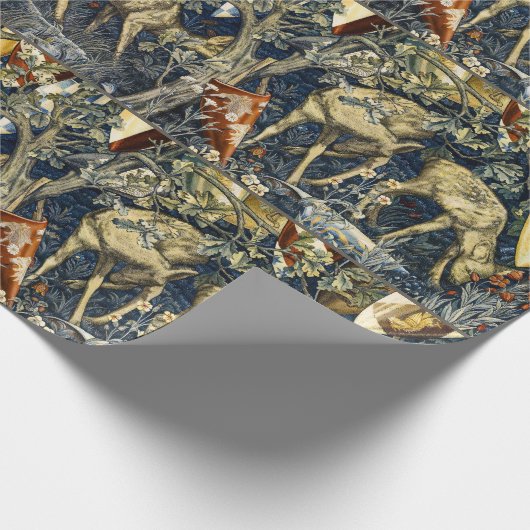 William Morris Deer and Shields in Verdant Realm Cadeaupapier (Hoek)