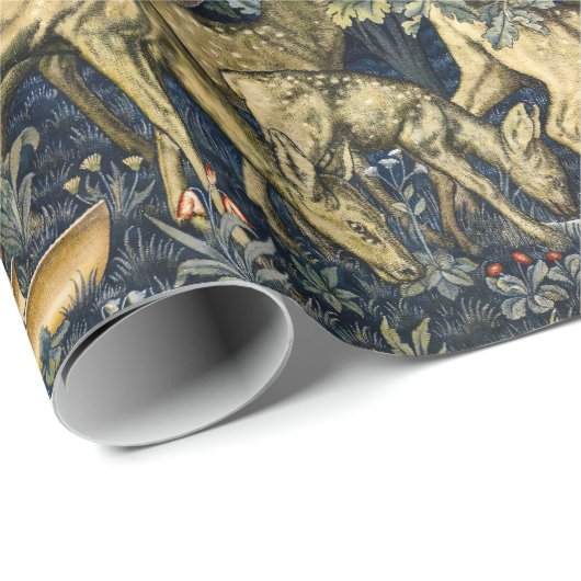 William Morris Deer and Shields in Verdant Realm Cadeaupapier (Rol Hoek)