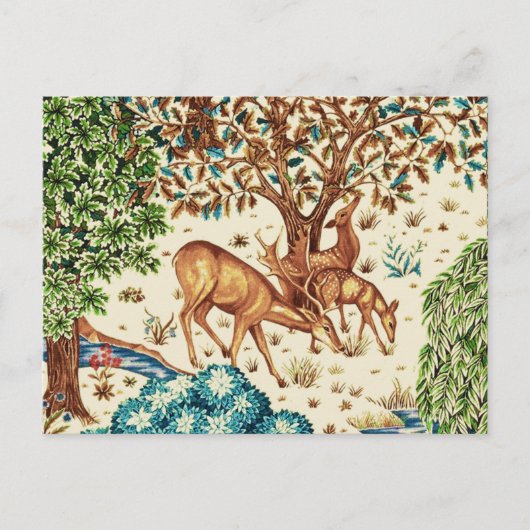 William Morris Deer van een Brook Tapestry Beige Briefkaart (Voorkant)