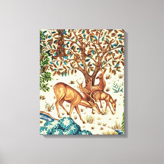 William Morris Deer van een Brook Tapestry Beige Canvas Afdruk (Voorkant)