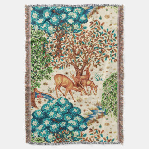 William Morris Deer van een Brook Tapestry Beige Deken