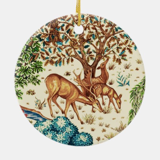 William Morris Deer van een Brook Tapestry Beige Keramisch Ornament (Achterkant)