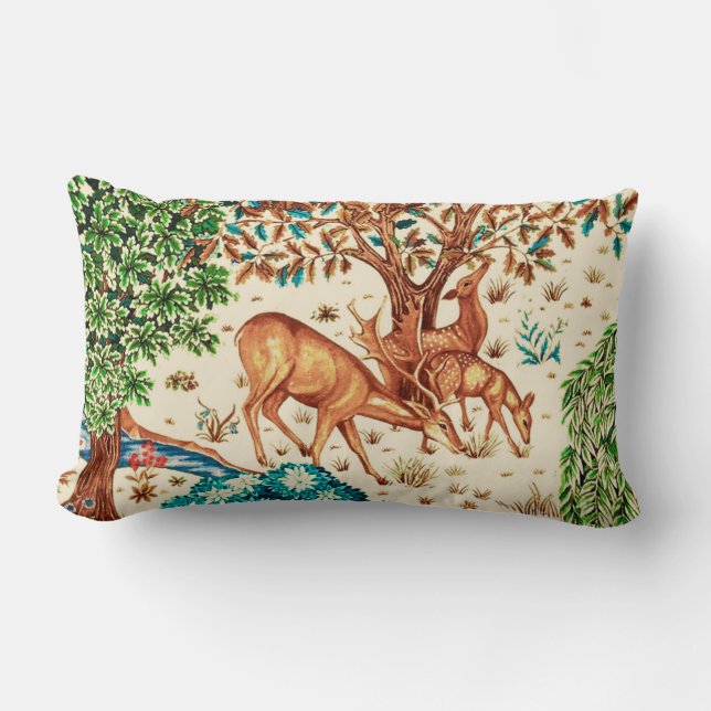 William Morris Deer van een Brook Tapestry Beige Kussen (Voorkant)