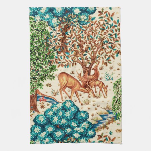 William Morris Deer van een Brook Tapestry Beige Theedoek (Verticaal)