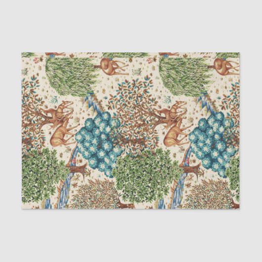 William Morris Deer van een Brook Tapestry Beige Tissuepapier (Voorkant)