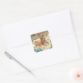 William Morris Deer van een Brook Tapestry Beige Vierkante Sticker (Envelop)