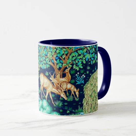 William Morris Deer van een Brook Tapestry Indigo Mok (Voorkant rechts)