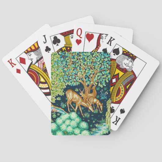 William Morris Deer van een Brook Tapestry Indigo Pokerkaarten (Achterkant)