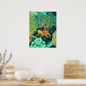 William Morris Deer van een Brook Tapestry Indigo Poster (Keuken)