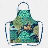 William Morris Deer van een Brook Tapestry Indigo Schort (Voorkant)