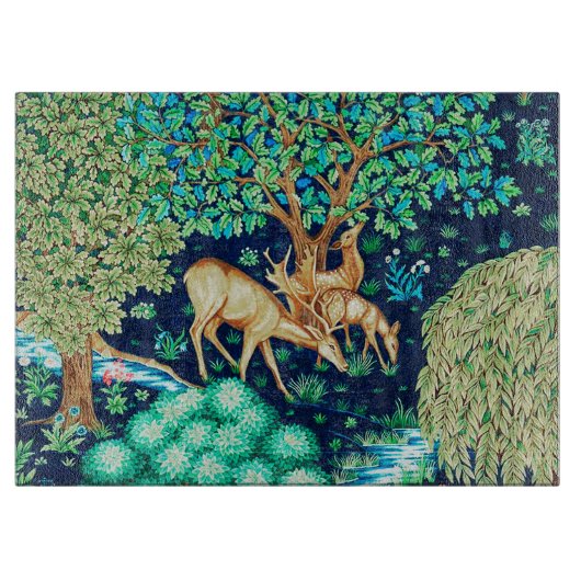 William Morris Deer van een Brook Tapestry Indigo Snijplank (Voorkant)