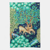 William Morris Deer van een Brook Tapestry Indigo Theedoek (Verticaal)